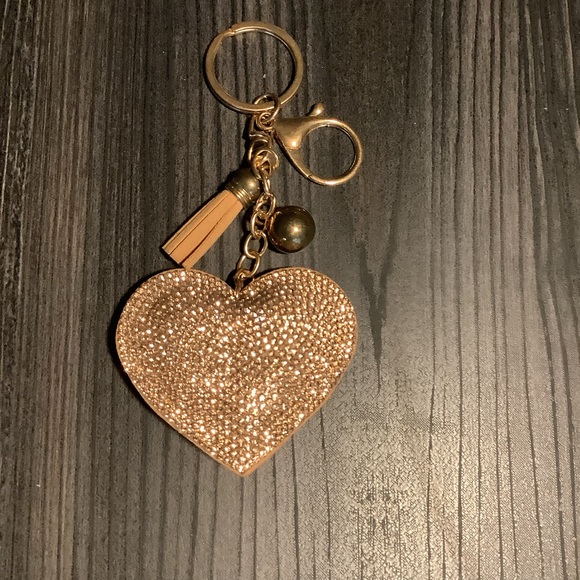 Reversible Glitter Golden Key ring, Bag charm. - Picture 3 of 4